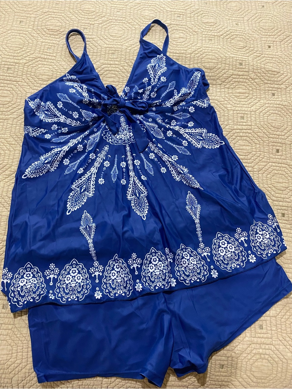 Blue Printed Women's Tankini Swim Set - Brand Unspecified